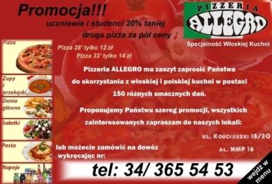 Pizzeria Allegro Najlepsza Kuchnia Włoska! dowóz, Częstochowa, śląskie