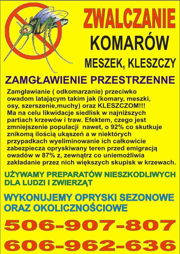 Opryski na komary, odkomarzanie, komary, kleszcze!