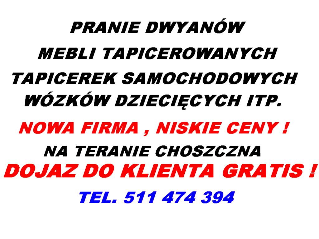 PRANIE DYWANÓW TAPICEREK CHOSZCZNO, zachodniopomorskie