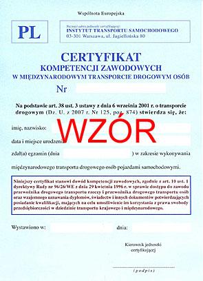 Certyfikat Kompetencji Zawodowych Przewoźników, Poznań, wielkopolskie