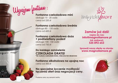 Wynajem fontann czekoladowych i alkoholowych 