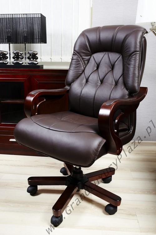 Skórzany fotel biurowy dla prezesa MAKLER brąz, Stara Iwiczna, mazowieckie
