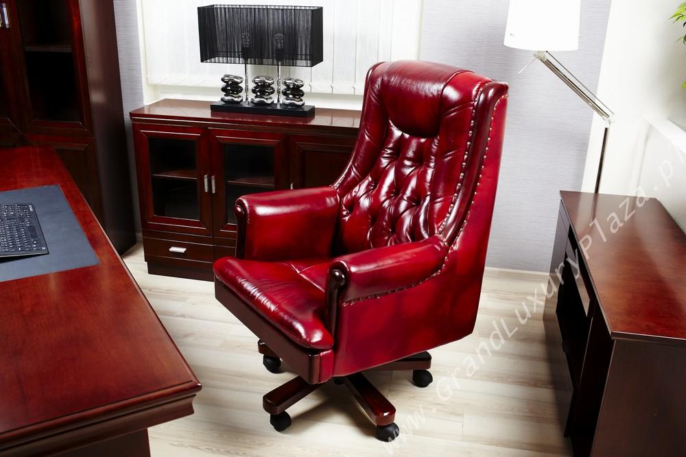 Skórzany fotel biurowy dla prezesa RETRO bordo , Stara Iwiczna, mazowieckie