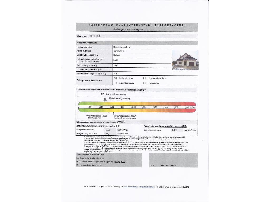 Certyfikat-świadectwo energetyczne budynku