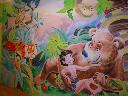"Księga dżungli" 4,50m x 2,70 m Pokoj dziecięcy. Farba: akryl oraz olejna na bazie akr