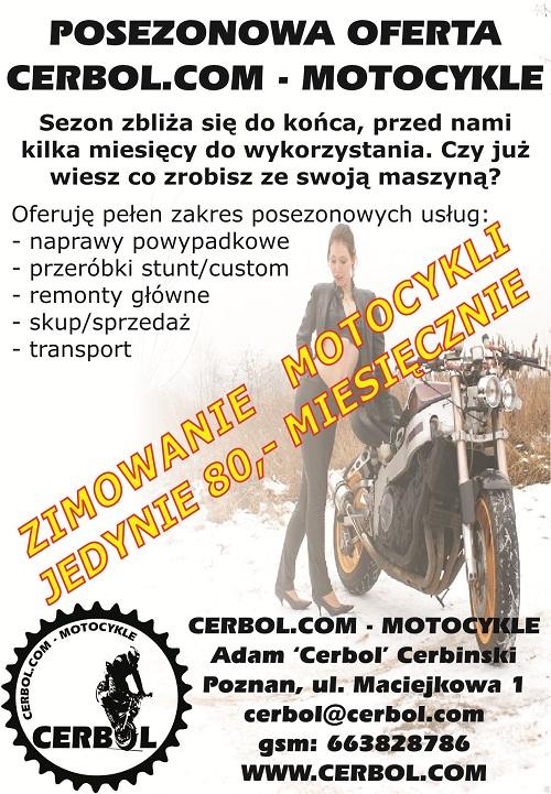 Zimowanie serwis transport motocykli Poznań Cerbol, wielkopolskie