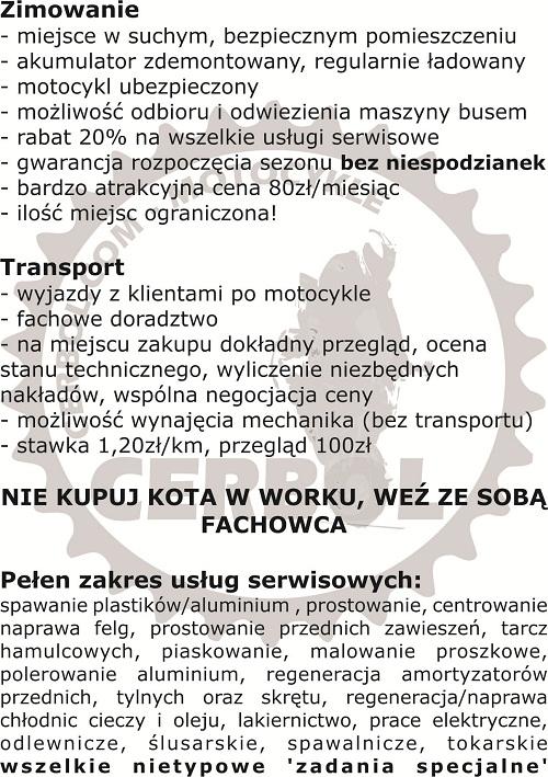 Zimowanie serwis transport motocykli Poznań Cerbol, wielkopolskie