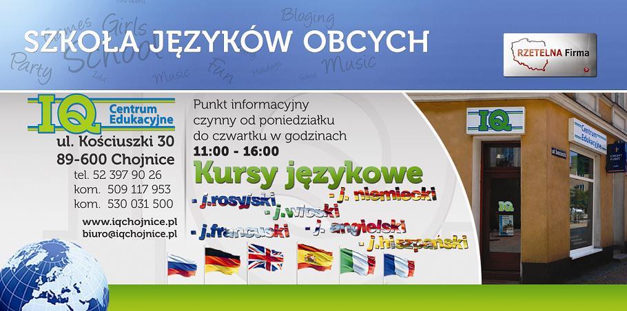 Kursy językowe - ulotka (strona A)