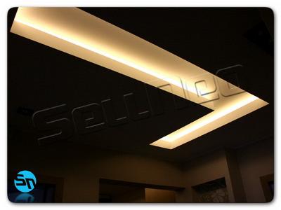Realizacja oświetlonego sufitu - Taśma LED biała ciepła - kliknij, aby powiększyć