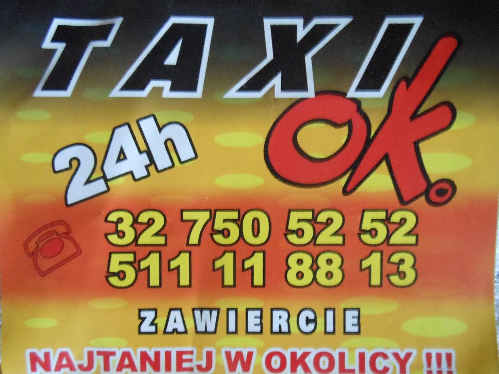 Taxi zawiercie, przewóz osób, taksówka osobowa, śląskie