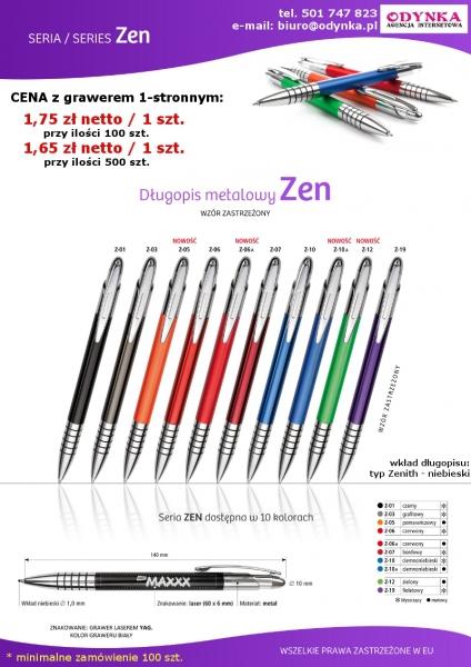 Długopisy reklamowe metalowe grawerowane ZEN