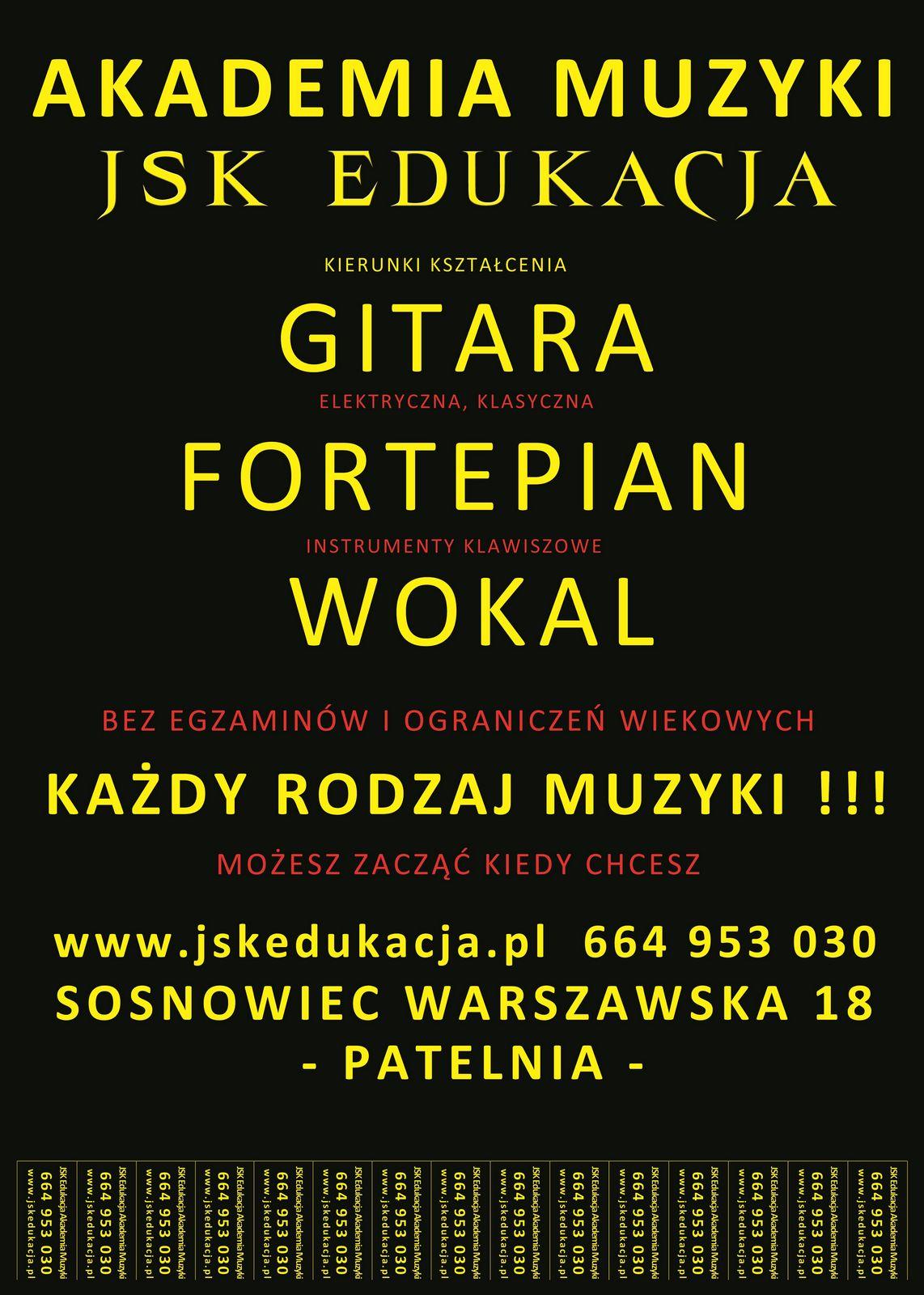 NAUKA GRY NA GITARZE SOSNOWIEC, FORTEPIAN, WOKAL, śląskie