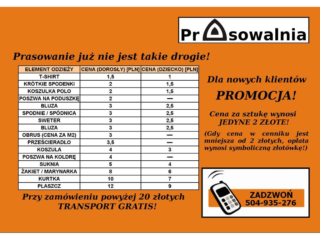 Prasowalnia Odzieży, Kraków, małopolskie