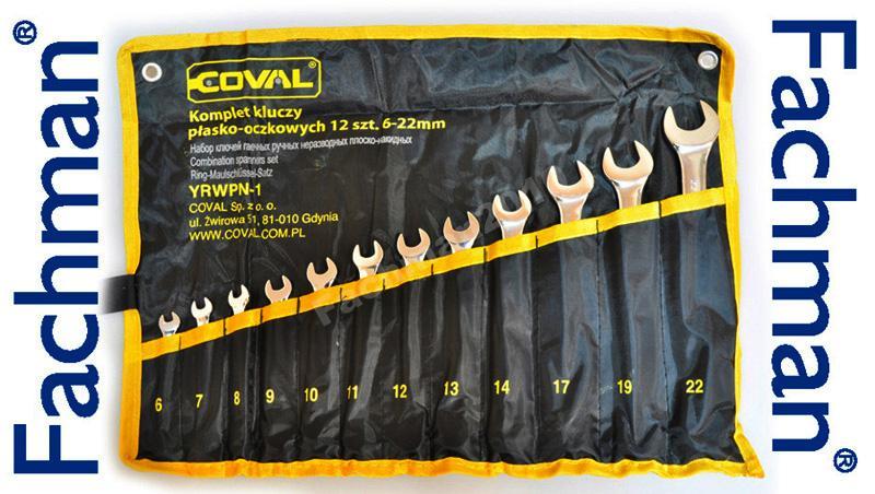 COVAL Klucze płasko - oczkowe 6 - 22 mm 12 szt Solidne