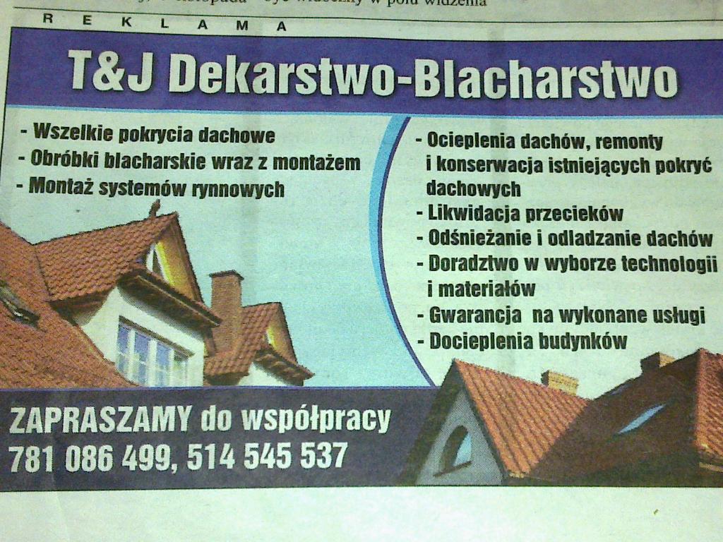 Firma Dekarska T&J. WSZELKIE POKRYCIA DACHOWE, Zielona Góra,Okolice, lubuskie