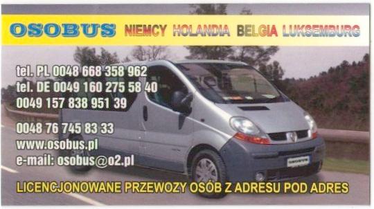 Przewóz osób do Niemiec, Holandii i BelgiiTANIO, Jelenia Góra, Złotoryja, Legnica, Lubin, Jawor,, dolnośląskie