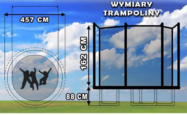 TRAMPOLINA z SIATKĄ 457 CM HOP-SPORT SPORTBODY.PL