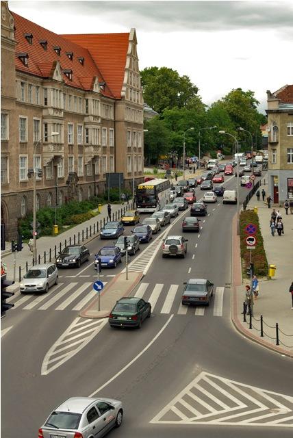 Widok z telebimu (na ruch w centrum Olsztyna)