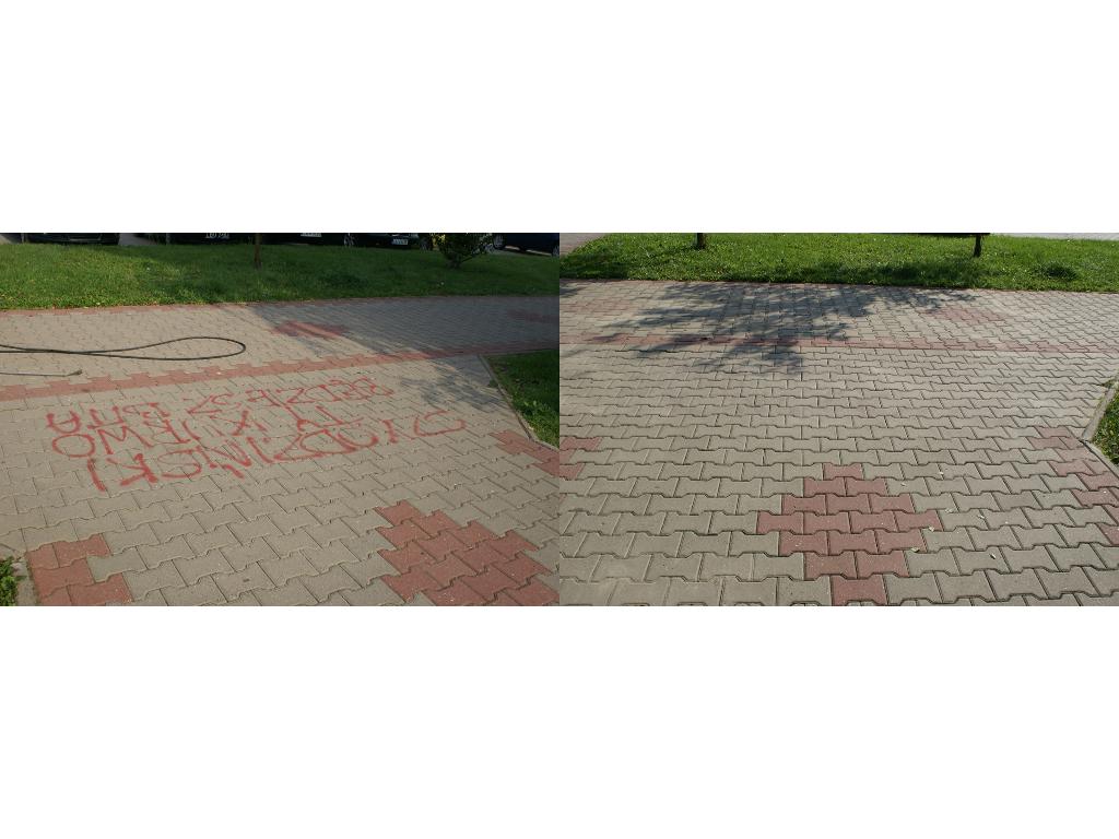 Usuwanie graffiti z kostki brukowej