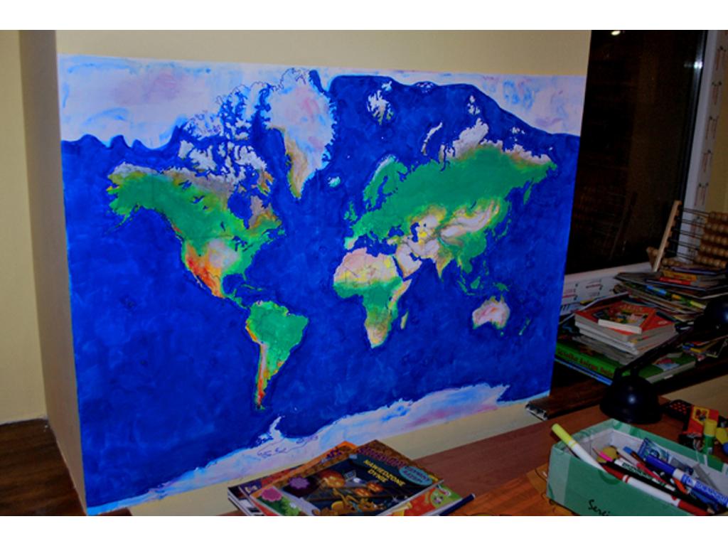 Artystyczne malowanie ścian Mapa świata