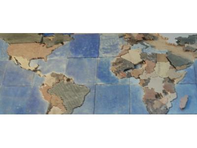mapa swiata z marmuru mozaika scienna obraz 150x80 - kliknij, aby powiększyć