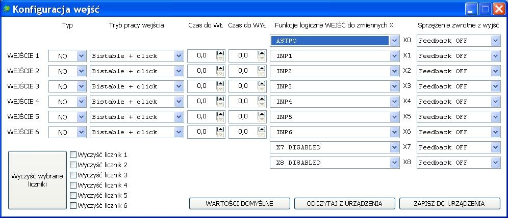 PLC2011A0 przekaźnik programowalny konfiguracja wejść