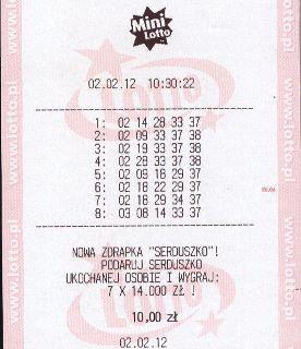 02.02.2012 wylosowano w MINI LOTTO: 02, 28, 33, 37, 38.