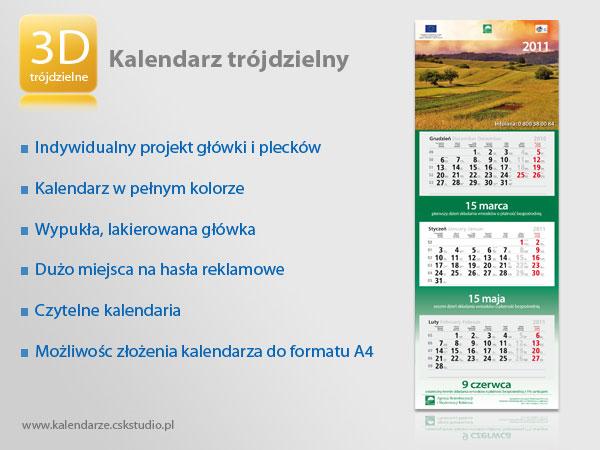 Kalendarze firmowe, kalendarze trójdzielne, Wrocław, dolnośląskie