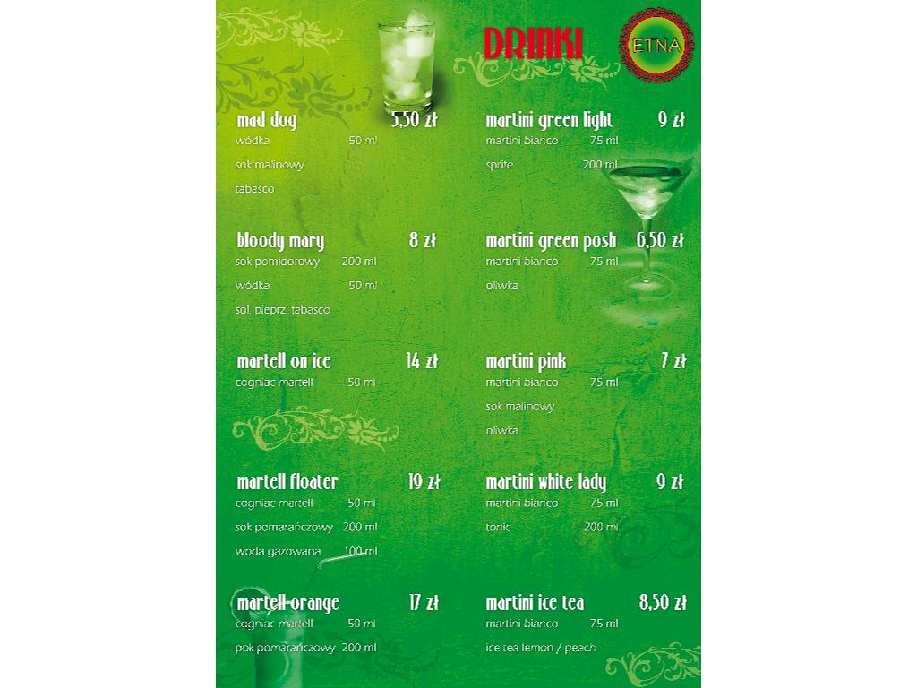 Drink menu