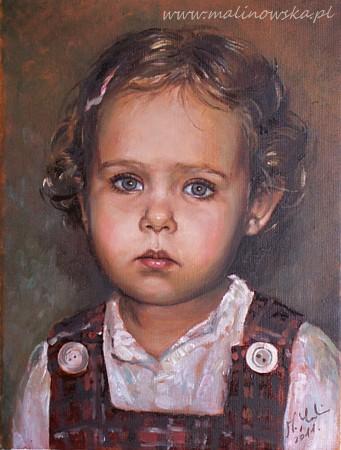 Dziecko, portret olejny na płótnie, 30 x 40 cm