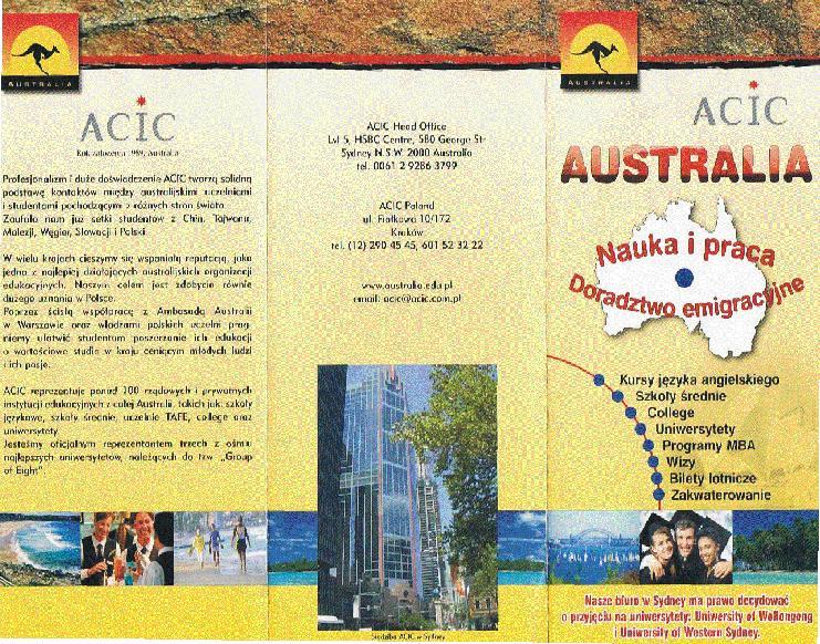 ACIC Nauka i Praca w Australi, Kraków, małopolskie