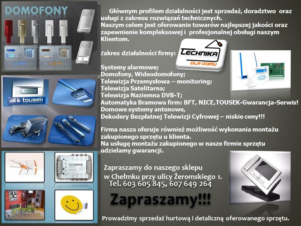 Napędy bram, automatyka, BFT, NICE, TOUSEK, Montaż automatyki, bramy, Chełmek, Oświęcim, Chrzanów, Bieruń, Libiąż, Trzebinia, Kęty, Tychy, Jaworzno, Brzeszcze,