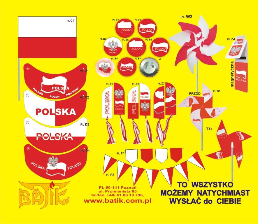 Chorągiewki biało czerwone POLSKIE