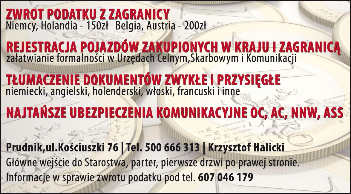 Rejestracja pojazdów,tłumaczenia i ubezpieczenia.Zwrot podatku, Prudnik,Głogówek,Korfantów,Głuchołazy,Nysa, opolskie