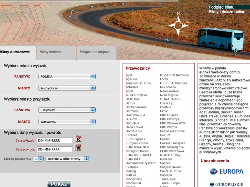 Bilety autokarowe w serwisie autokarowe-bilety.com.pl