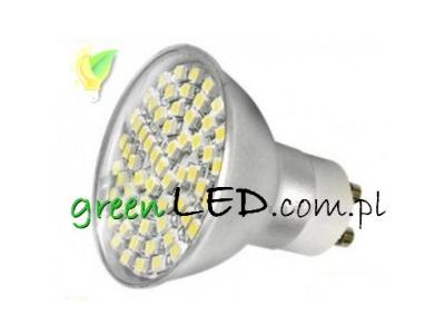 Żarówka LED GU10 60x3528 SMD 3W 230V barwa biała ciepła  - kliknij, aby powiększyć