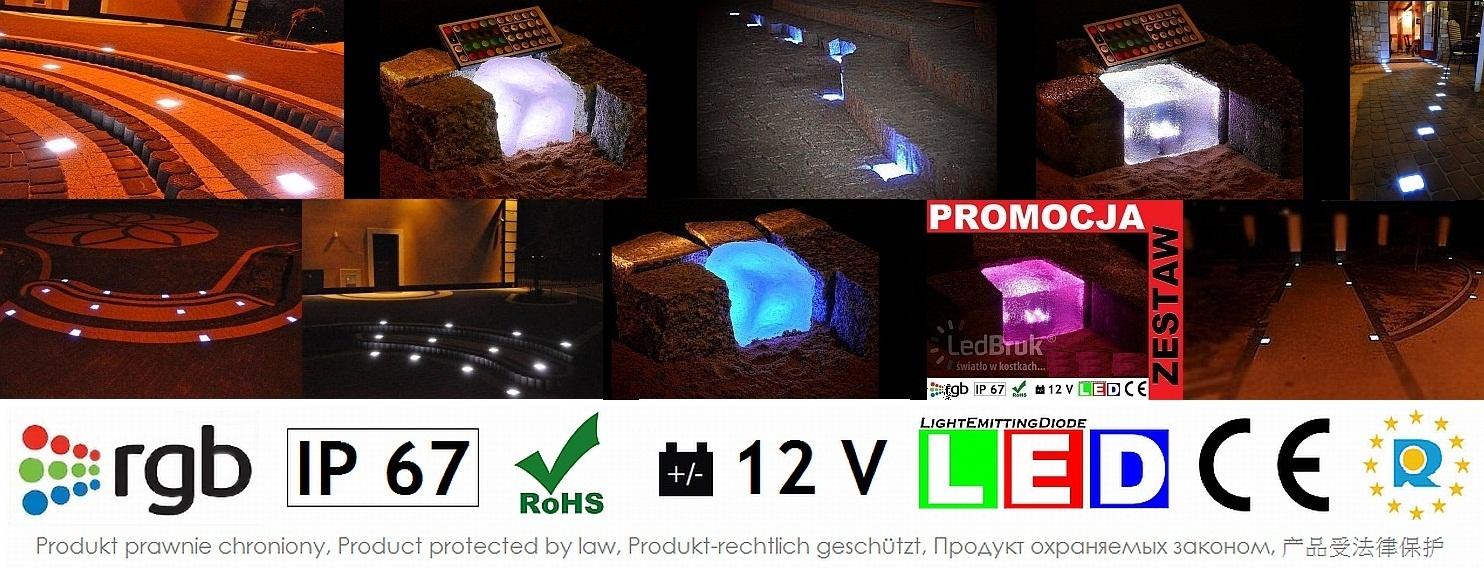Świecąca kostka brukowa LED RGB  -  Piccola, Granit, Nostalit, Holland