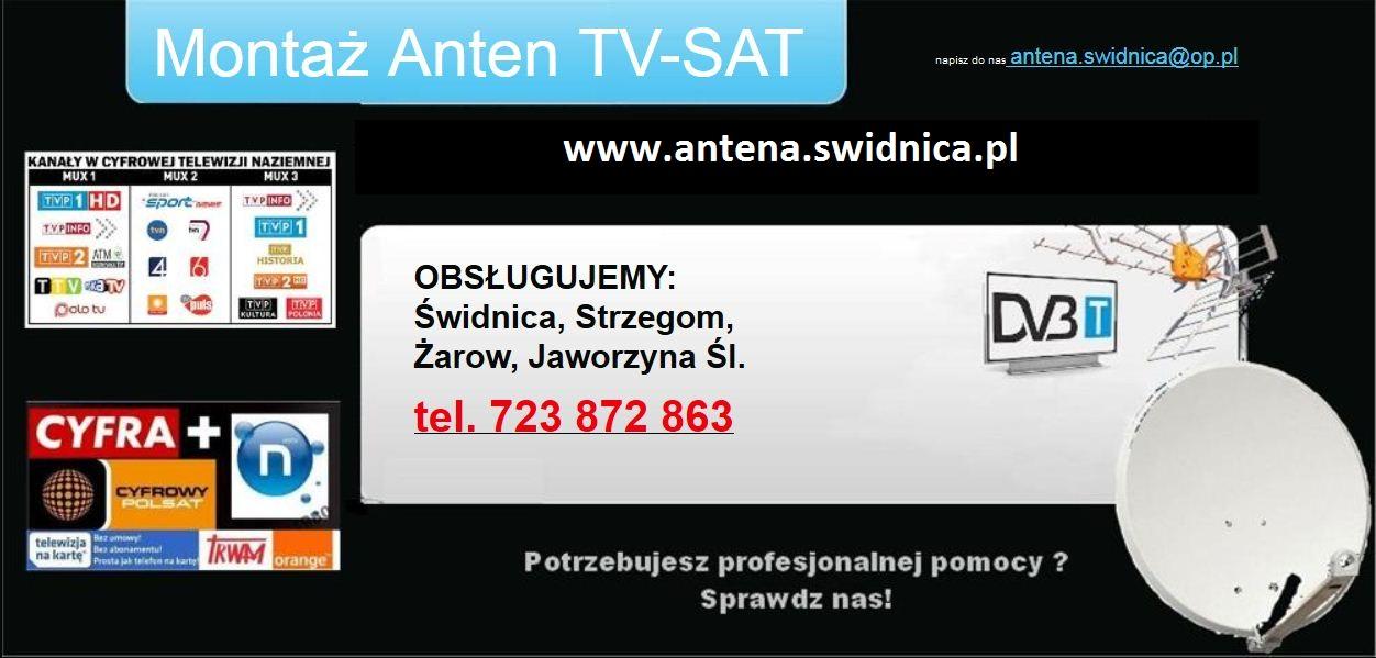 Montaż anten satelitarnych oraz naziemnej telewizji cyfrowej DVB-T, Świdnica,Żarów,Jaworzyna,Strzegom,Sobótka, dolnośląskie