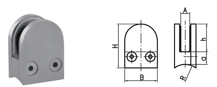 Uchwyt szkła 40 x 50 do rury 50, 8 barierki klamra