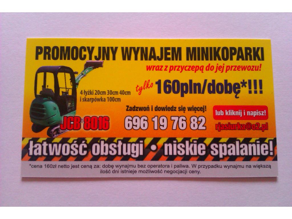 Wynajem wypożyczalnia minikoparka jcb, Chyżne, małopolskie