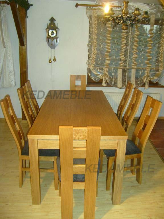 stół fornir dębowy  krzesła kostka