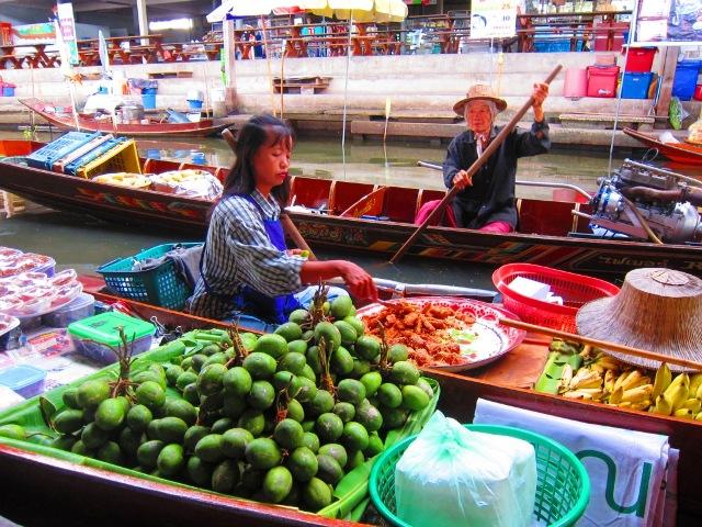 Bangkok - pływający targ, kanały Bangkoku