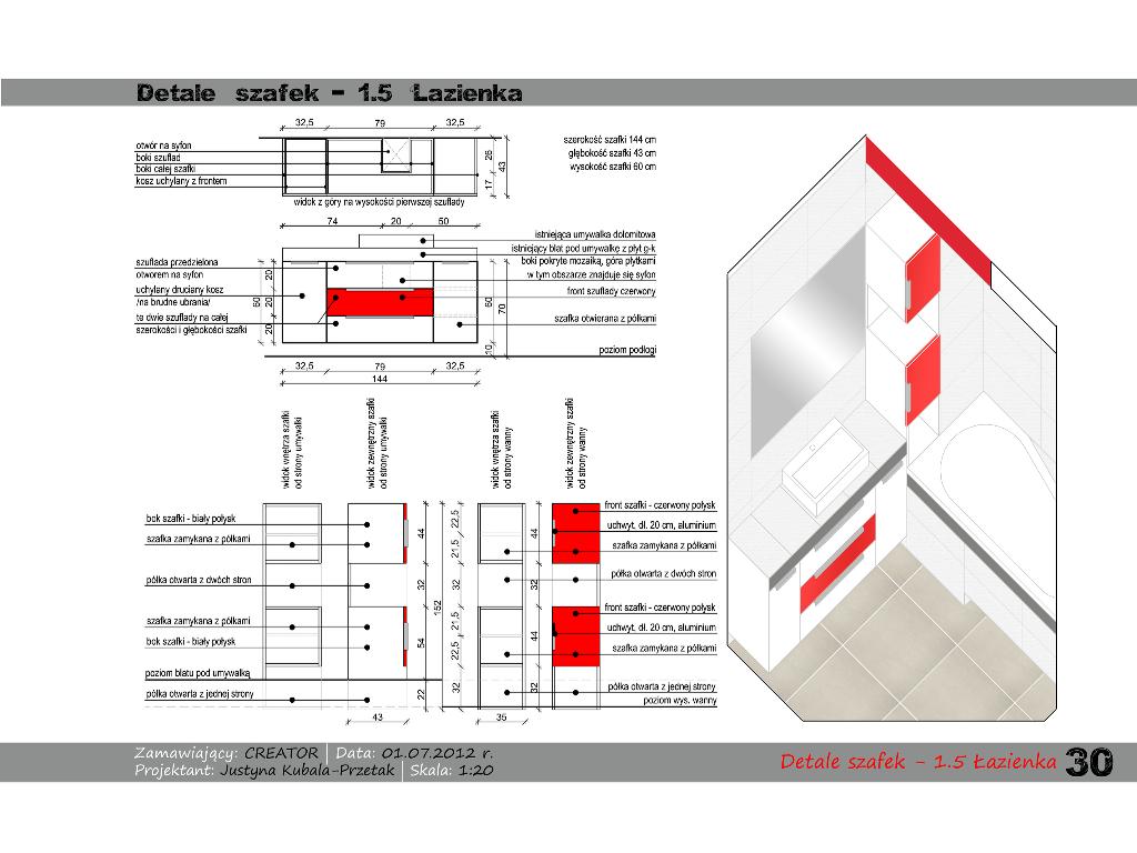 Aranżacja łazienki wraz z meblami na zamówienie - Ł_01