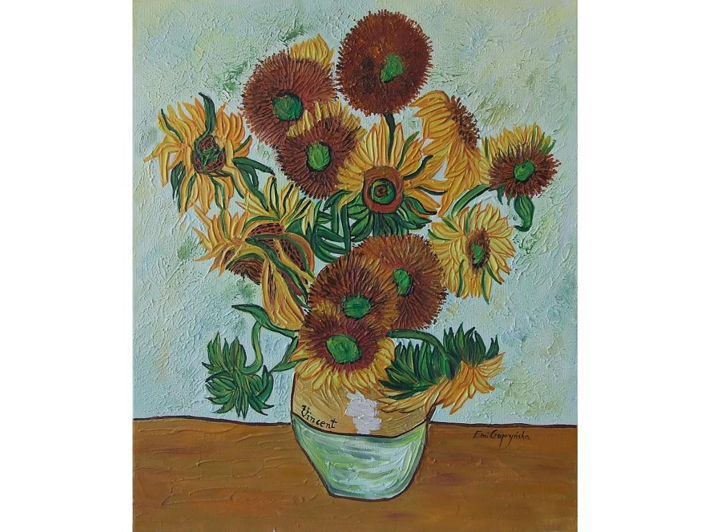 słoneczniki van Gogh, kopia obrazu, ręcznie malowana