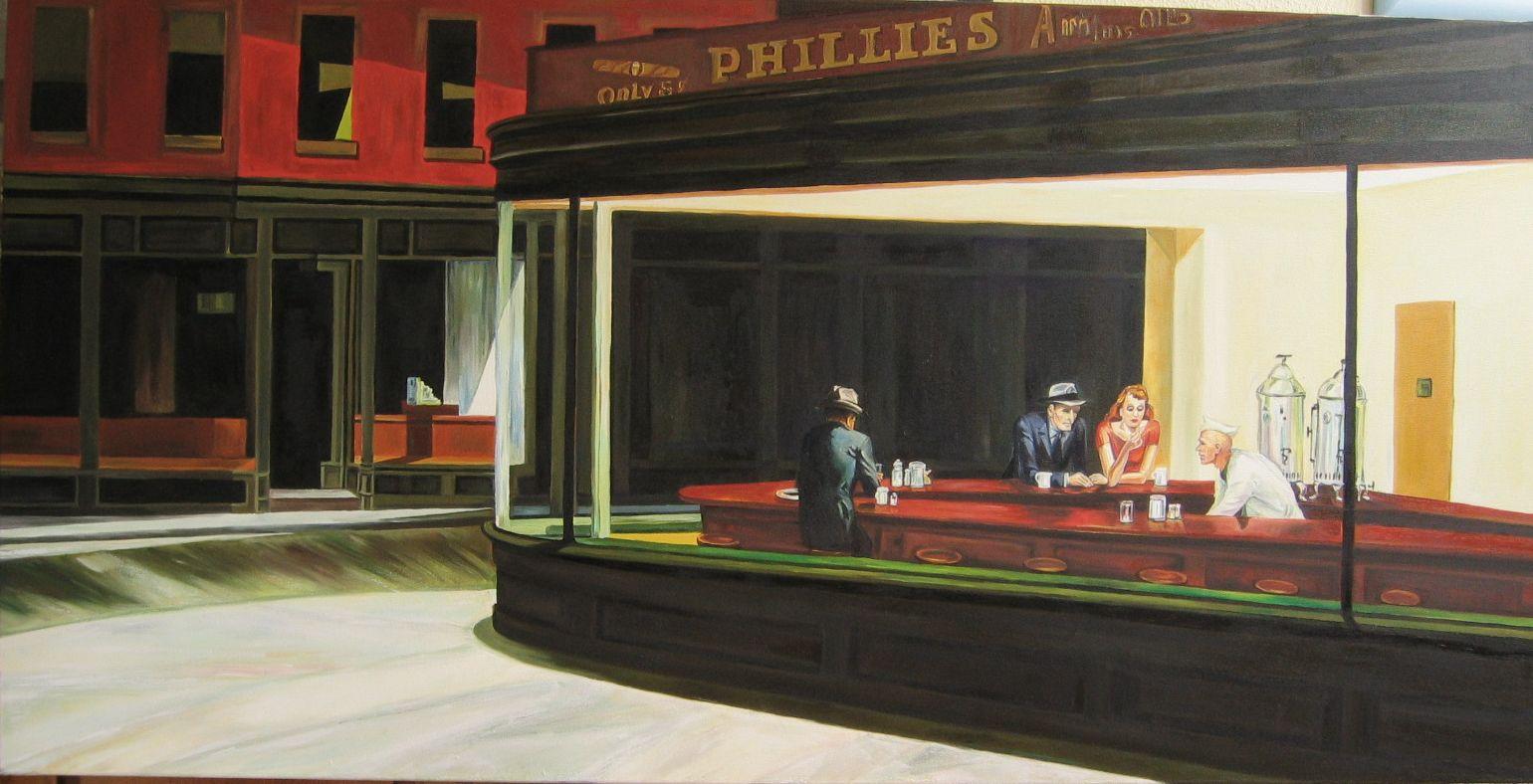 Nighthawks, Edward Hopper, kopia, obraz olejny ręcznie malow