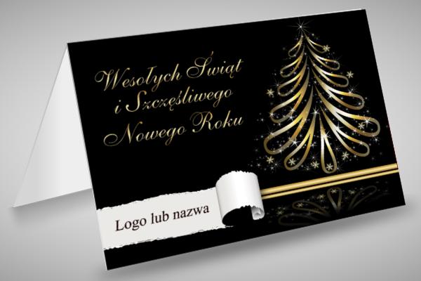 Kartki świąteczne, biznesowe dla firm z logo FV
