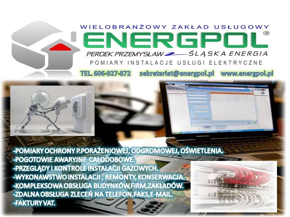 ENERGPOL- POMIARY ELEKTRYCZNE AWARIE ELEKTRYK. PRZEGLADY INST GAZOWYCH, KATOWICE, śląskie