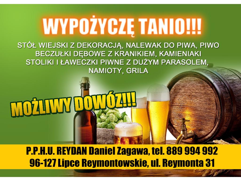 Wypożyczę stół wiejski, nalewak do piwa., Lipce Reymontowskie, łódzkie