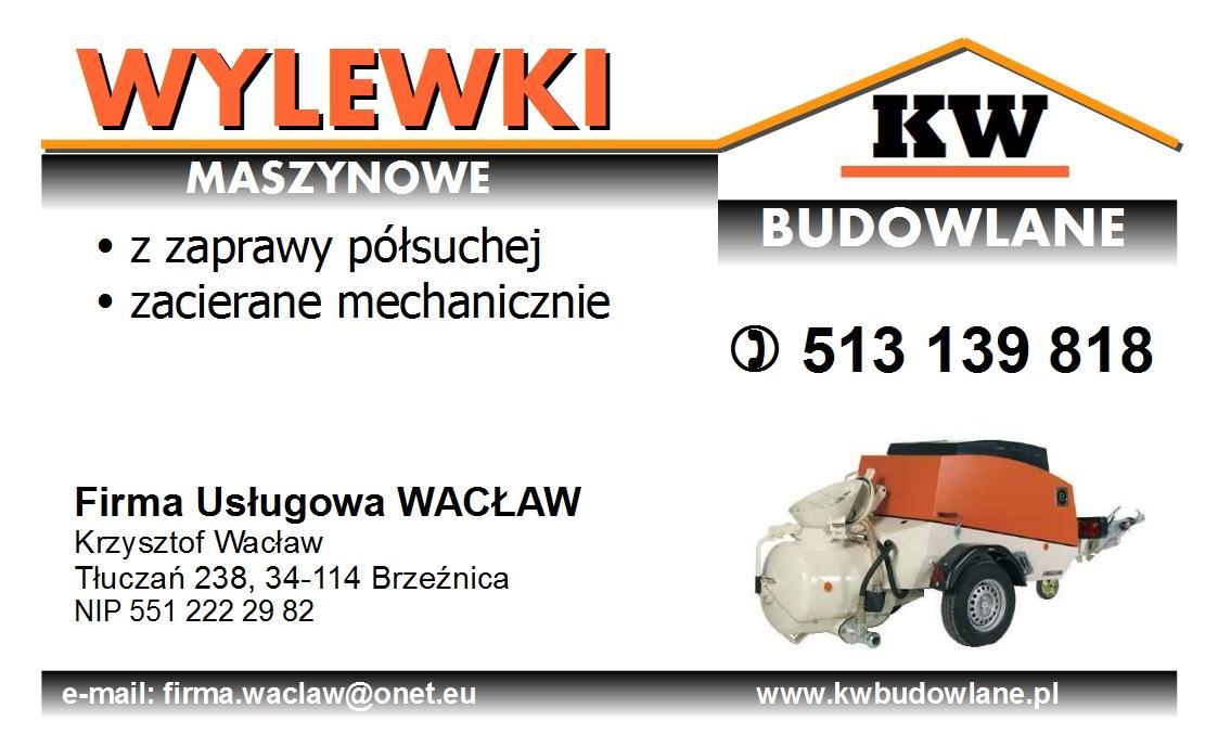 WYLEWKI MASZYNOWE z zaprawy półsuchej zacierane mechanicznie, małopolskie