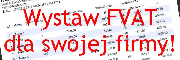 Wystaw fakturę VAT za darmo dla swojej firmy Faktura VAT online, Wrocław, dolnośląskie